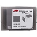 JAM Paper® 13 Pocket Expanding File, Letter Size, 9 x 13, Smoke Grey, Sold Individually (418EX13SM)