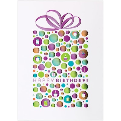 JAM Paper® Blank Birthday Cards Set, Happy Birthday Dot, 25/pack (526BG530WB)