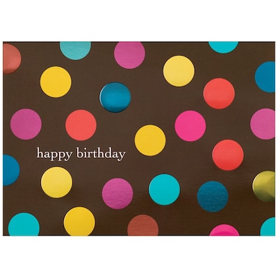 JAM Paper® Blank Birthday Cards Set, Birthday Big Dots on Brown Cards, 25/Pack (526BG533WB)