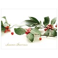 JAM Paper® Blank Christmas Holiday Cards Set, Holly with Snow, 25/pack (526C1165B)