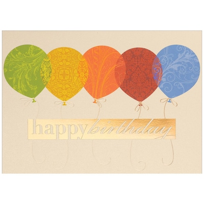 JAM Paper® Blank Birthday Cards Set, Happy Birthday Balloons Theme, 25/Pack (526M0147WB)