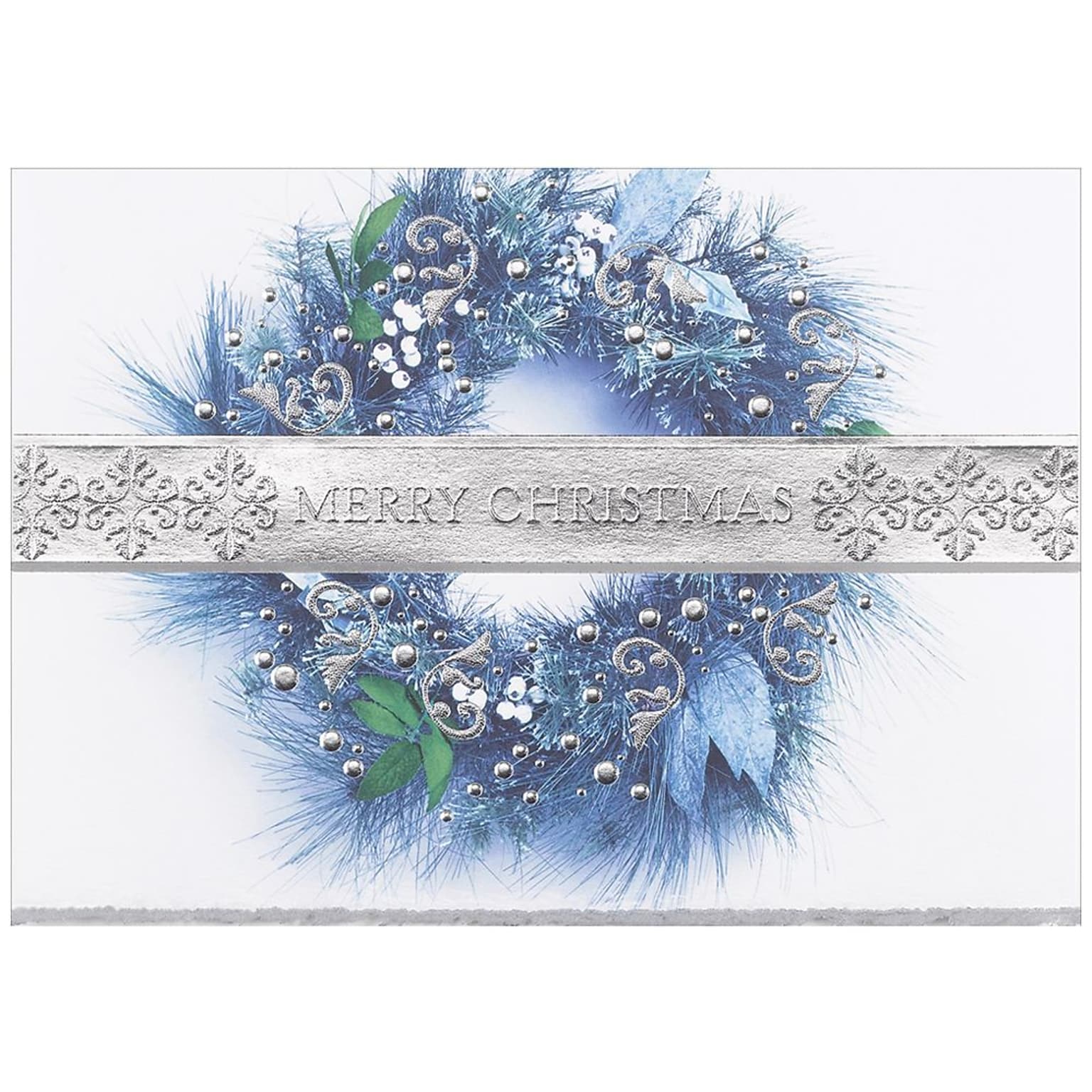 JAM Paper® Blank Christmas Cards Set, Merry Christmas Wreath, 25/Pack (526M0214B)