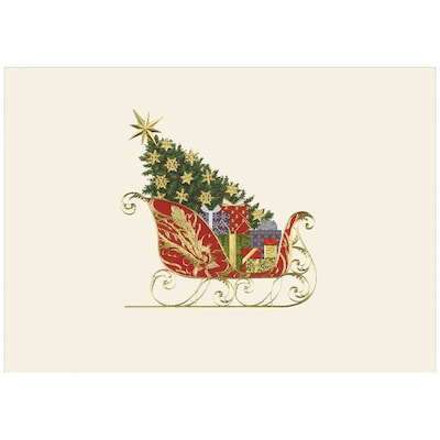 JAM Paper® Blank Christmas Holiday Cards Set, Elegant Sleigh, 25/pack (526M0272WB)