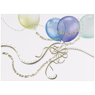 JAM Paper® Sympathy Cards Set, Get Well Balloons, 25/pack (526M0435WB)