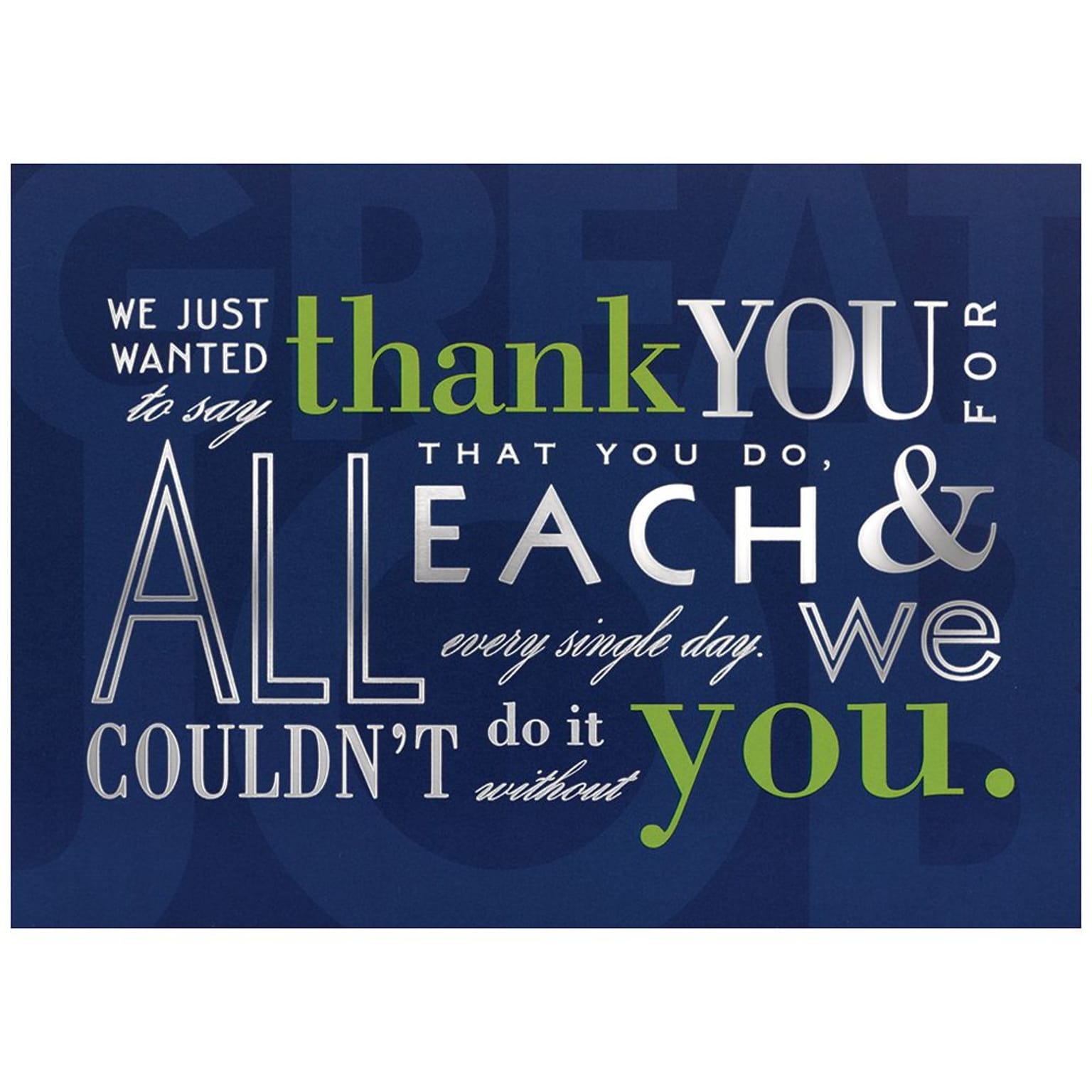 JAM Paper® Blank Thank You Cards Set, Inspirational, 25/pack (526M0444WB)