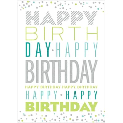 JAM Paper® Blank Birthday Cards Set, Typography with Glitter, 25/pack (526M0835WB)