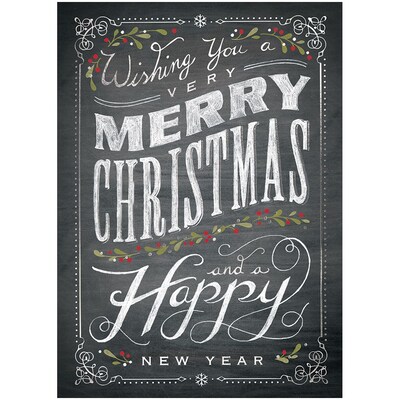 JAM Paper® Blank Christmas Cards Set, Chalkboard Merry Christmas, 25/Pack (526M1028WB)