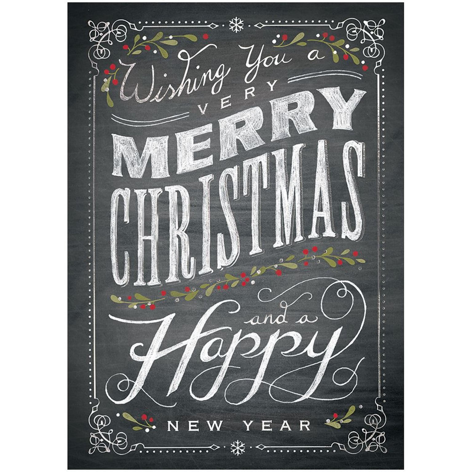 JAM Paper® Blank Christmas Cards Set, Chalkboard Merry Christmas, 25/Pack (526M1028WB)