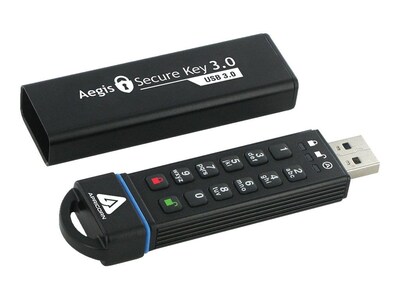 Apricorn Aegis Secure Key 3.0 30GB 195/162 Mbps SuperSpeed USB 3.0 Flash Drive; Black (ASK3-30GB)