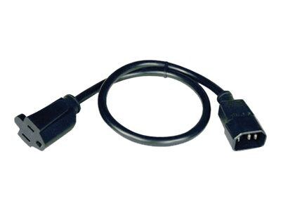 Tripp Lite 2 IEC320C14/NEMA 5-15R Male/Female Universal AC Power Adapter Cord; Black (P002-002)