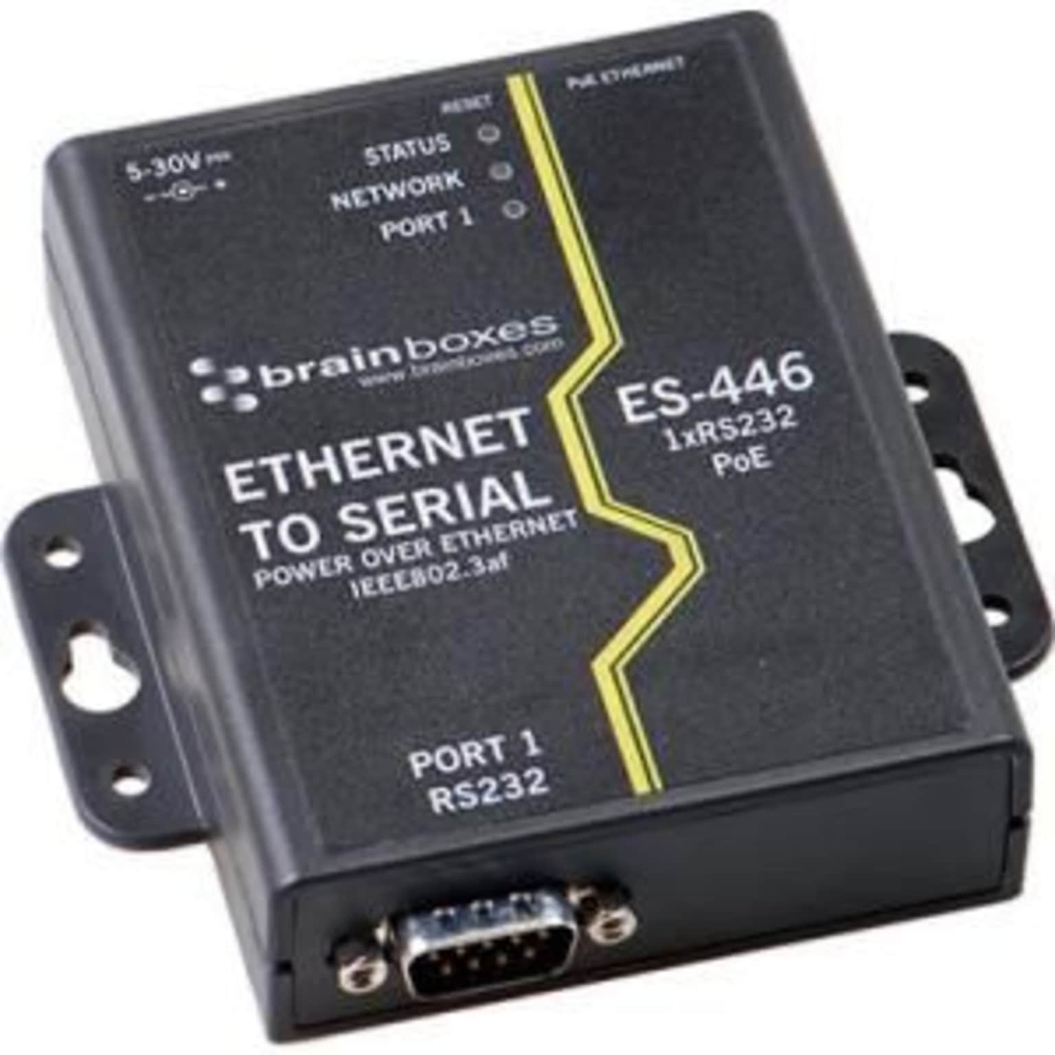 Brainboxes 1-Port RS-232 PoE Ethernet To Serial Device Server (ES-446)