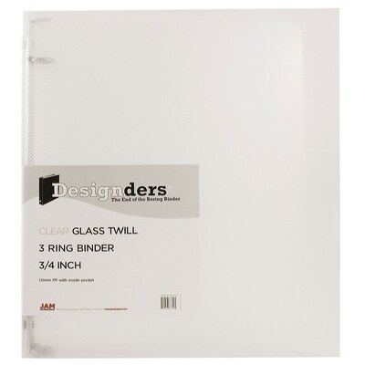 JAM Paper Designders 3/4 3-Ring Flexible Poly Binders, Clear Glass Twill (7525644)