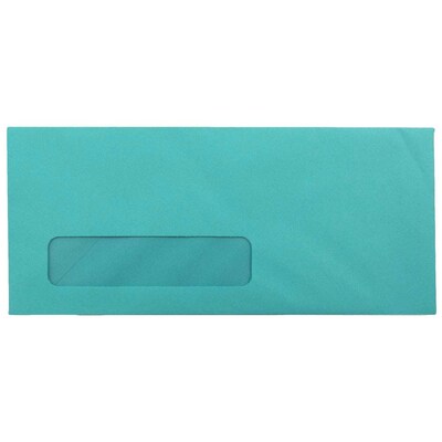 JAM Paper #10 Business Window Envelope, 4 1/8 x 9 1/2, Sea Blue, 50/Pack (5156478I)