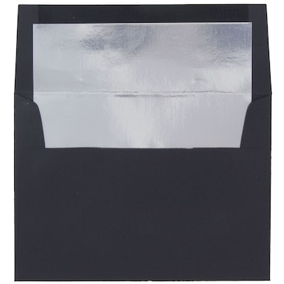 JAM Paper A7 Foil Lined Invitation Envelopes, 5.25 x 7.25, Black Linen with Silver Foil, 50/Pack (32