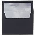 JAM Paper® A8 Foil Lined Invitation Envelopes, 5.5 x 8.125, Black Linen with Silver Foil, 50/Pack (3243683I)