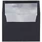 JAM Paper A7 Foil Lined Invitation Envelopes, 5.25 x 7.25, Black Linen with Silver Foil, 50/Pack (3243688I)