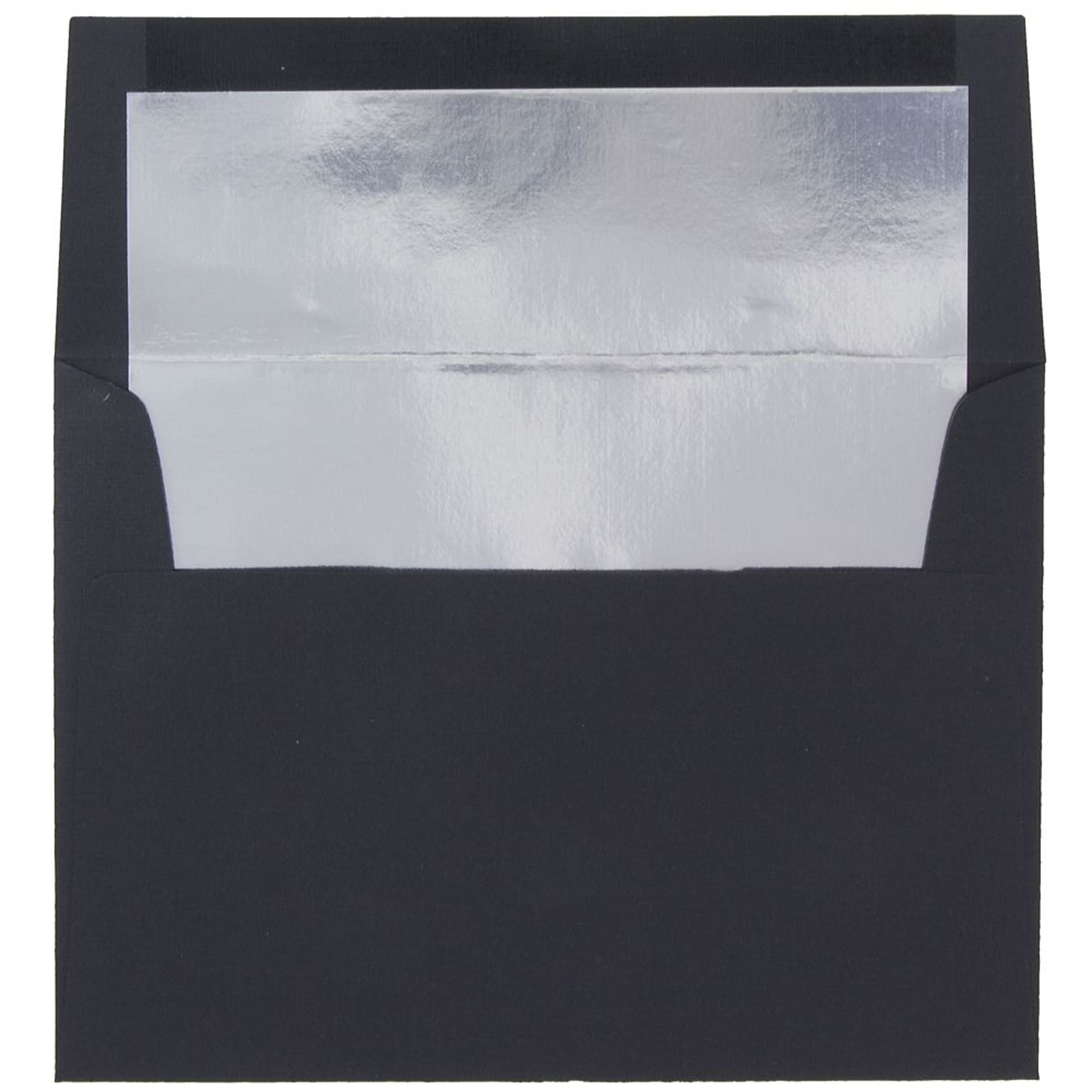 JAM Paper A7 Foil Lined Invitation Envelopes, 5.25 x 7.25, Black Linen with Silver Foil, 50/Pack (3243688I)