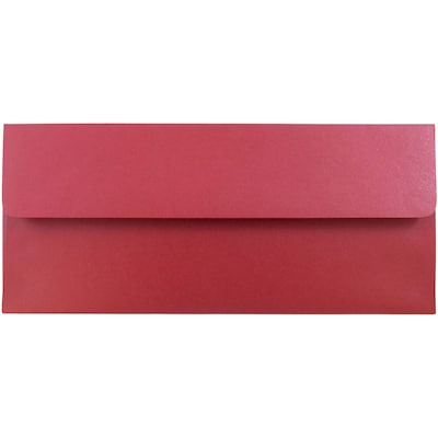 JAM Paper Open End #10 Business Envelope, 4 1/8 x 9 1/2, Metallic Jupiter Red, 500/Pack (V018285H)