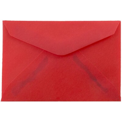 JAM Paper 3Drug Translucent Vellum Mini Envelopes, 2.3125 x 3.625, Primary Red, 100/Pack (1591589A)