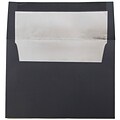 JAM Paper A6 Foil Lined Invitation Envelopes, 4.75 x 6.5, Black Linen with Silver Foil, 50/Pack (324