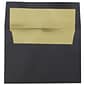 JAM Paper A7 Foil Lined Invitation Envelopes, 5.25 x 7.25, Black Linen with Silver Foil, 25/Pack (3243688)