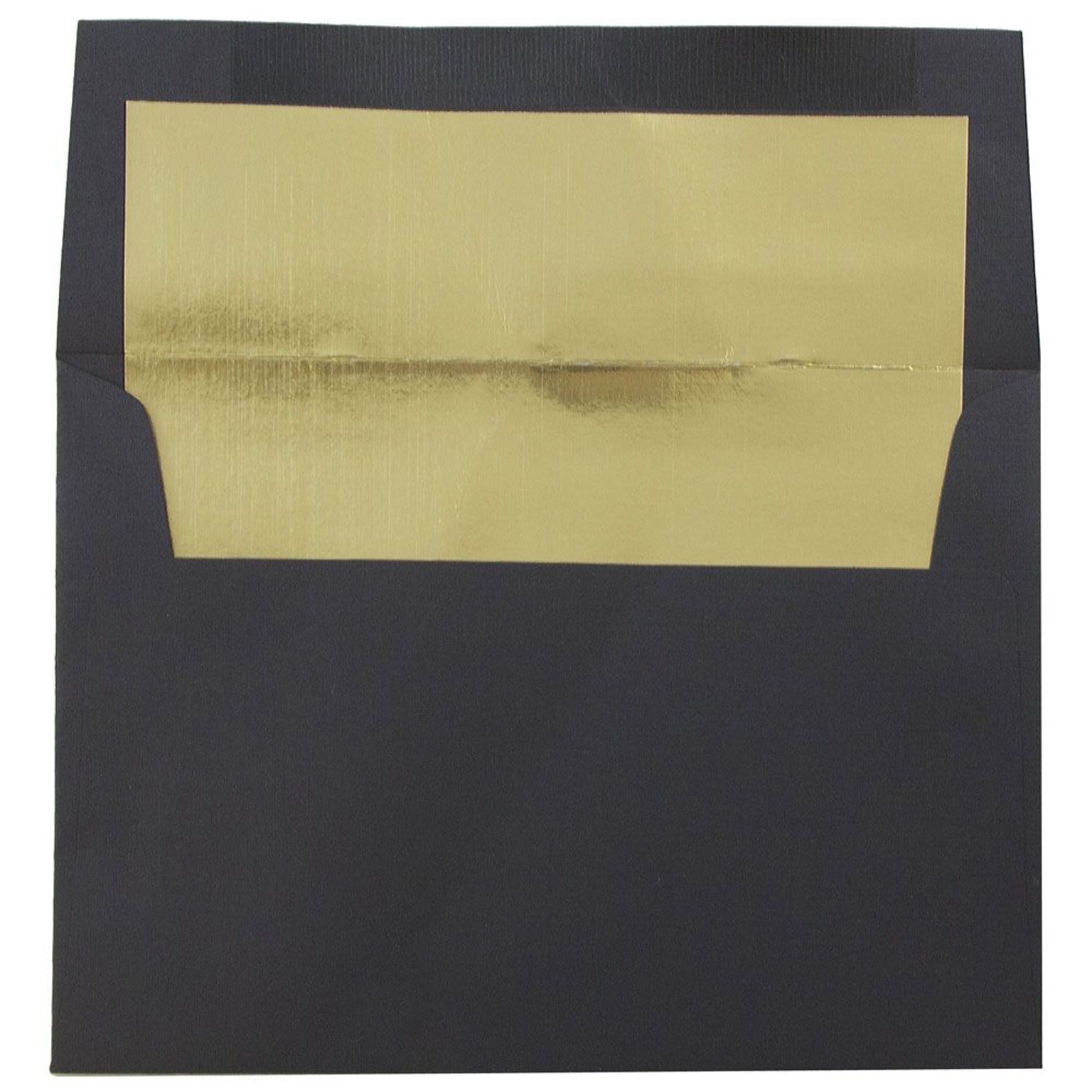 JAM Paper A6 Foil Lined Invitation Envelopes, 4.75 x 6.5, Black Linen with Gold Foil, 50/Pack (3243678I)