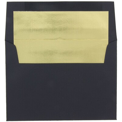 JAM Paper A7 Foil Lined Invitation Envelopes, 5.25 x 7.25, Black Linen with Silver Foil, 25/Pack (3243688)