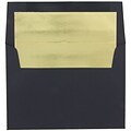 JAM Paper® A8 Foil Lined Invitation Envelopes, 5.5 x 8.125, Black Linen with Gold Foil, Bulk 1000/Carton (03243680D)