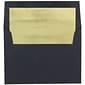 JAM Paper A8 Foil Lined Invitation Envelopes, 5.5 x 8.125, Black Linen with Gold Foil, 50/Pack (3243680BI)