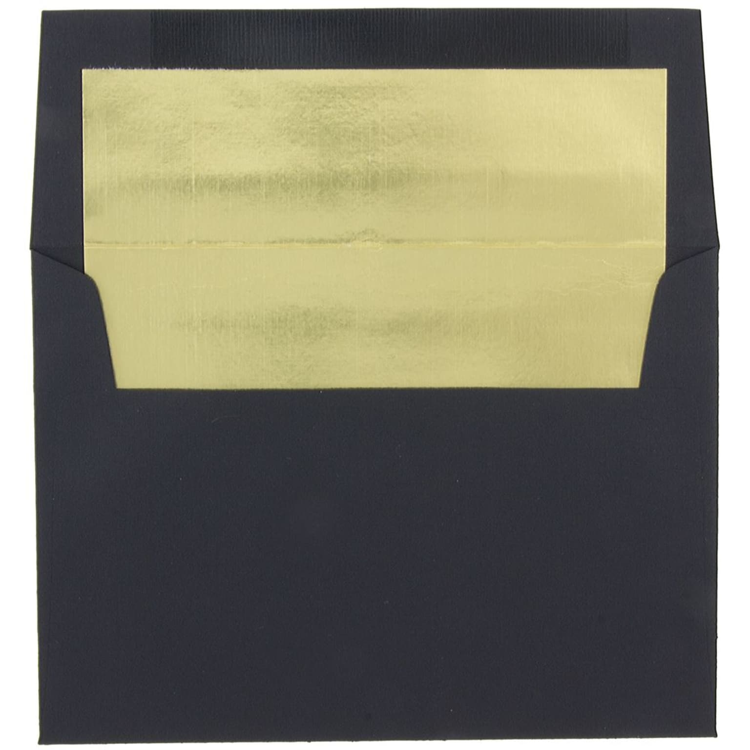 JAM Paper A8 Foil Lined Invitation Envelopes, 5.5 x 8.125, Black Linen with Gold Foil, 50/Pack (3243680BI)