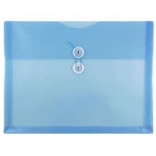 JAM Paper® Plastic Envelopes with Button and String Tie Closure, Letter Booklet, 9.75 x 13, Blue, 12
