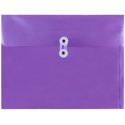 JAM Paper® Plastic Envelopes, Button and String Tie Closure, Letter Booklet, 9.75 x 13, Bright Purpl