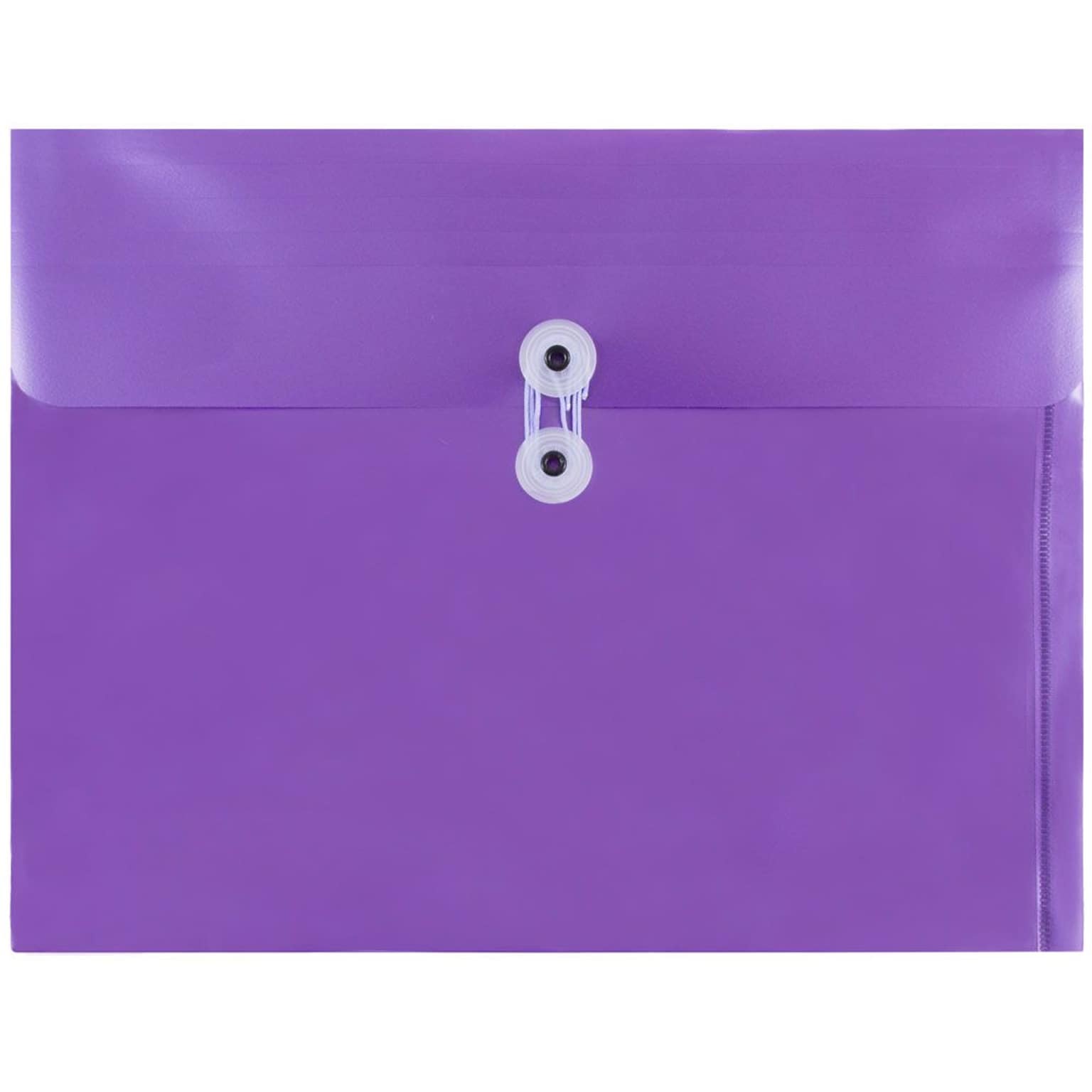 JAM Paper® Plastic Envelopes, Button and String Tie Closure, Letter Booklet, 9.75 x 13, Bright Purple Poly, 12/pack (1221562)