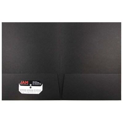 JAM Paper 2-Pocket Textured Linen Business Folders, Black, 25/Pack (386LBLA)