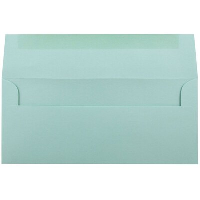 JAM Paper Open End #10 Business Envelope, 4 1/8" x 9 1/2", Aqua Blue, 50/Pack (1523976I)