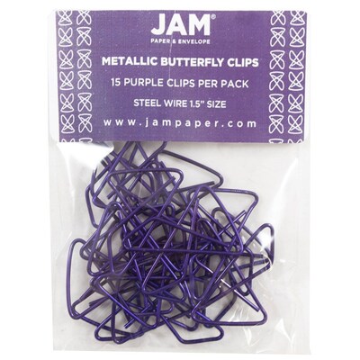JAM Paper Colorful Small Butterfly Clamps, Red, 15/Pack (2210016348)
