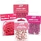 JAM Paper® Office Supply Assortment, Pink, 1 Rubber Bands, 1 Push Pins, 1 Paper Clips & 1 Round Pape