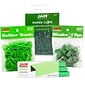 JAM Paper® Desk Supply Assortment, Green, 1 Rubber Bands, 1 Small Binder Clips, 1 Staples & 1 Small Paper Clips (3345GRASRTD)
