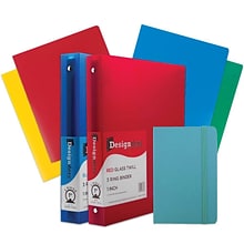 JAM Paper® Back To School Assortments, Blue, 4 Heavy Duty Folders, 2 1 Inch Binders & 1 Blue Journal