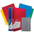 JAM Paper® Back To School Assortments, Grey, 4 Heavy Duty Folders, 2 1 Inch Binders & 1 Grey Journal, 7/Pack (383CW1GRASSRT)