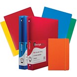 JAM Paper® Back To School Assortments, Orange, 4 Heavy Duty Folders, 2 1 Inch Binders & 1 Orange Jou