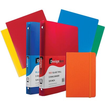 JAM Paper® Back To School Assortments, Orange, 4 Heavy Duty Folders, 2 0.75 Inch Binders & 1 Journal, 7/Pack (383CWOASSRT)