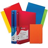 JAM Paper® Back To School Assortments, Orange, 4 Glossy Folders, 2 1 Inch Binders & 1 Orange Journal