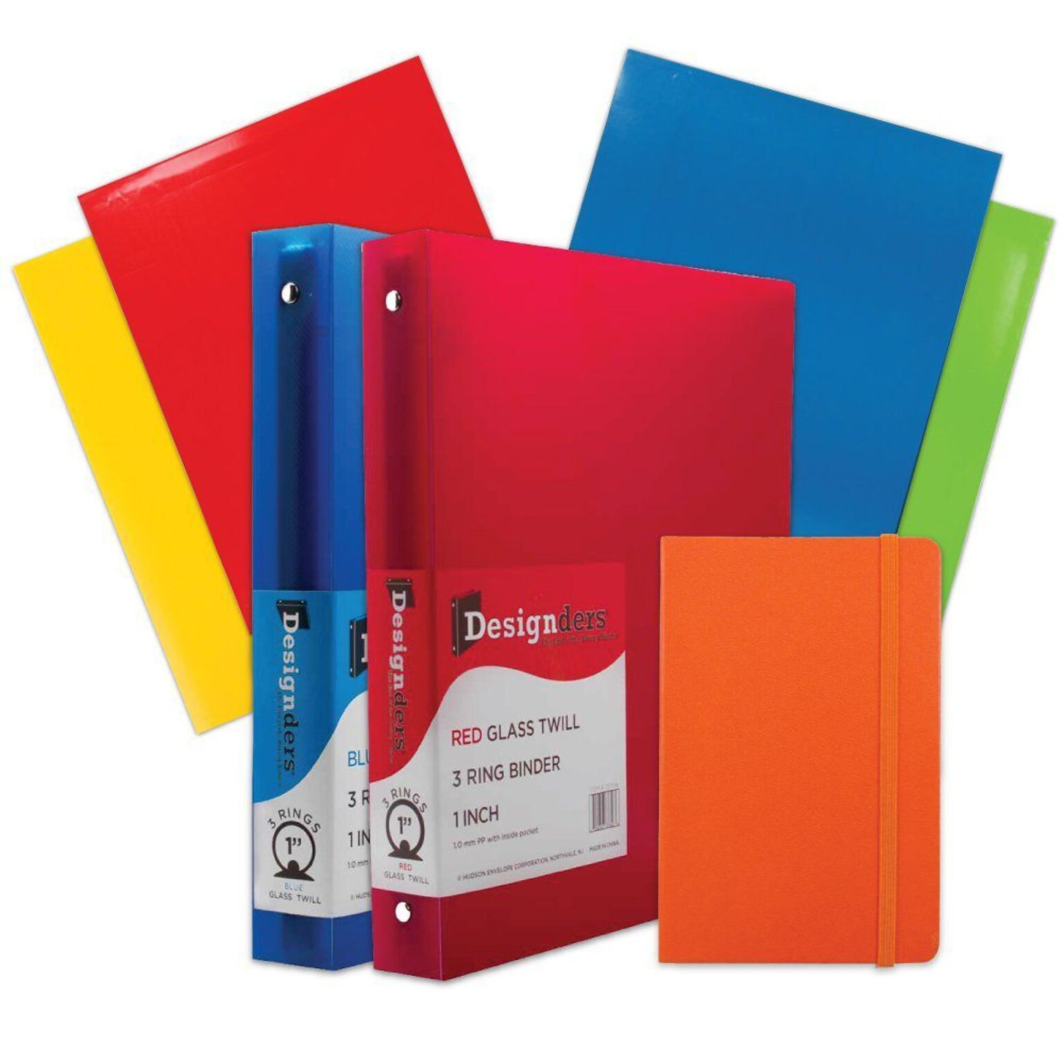 JAM Paper® Back To School Assortments, Orange, 4 Glossy Folders, 2 1 Inch Binders & 1 Orange Journal, 7/Pack (385CW1OASSRT)