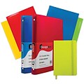 JAM Paper® Back To School Assortments, Green, 4 Glossy Folders, 2 0.75 Inch Binders & 1 Green Journal, 7/Pack (385CWGASSRT)