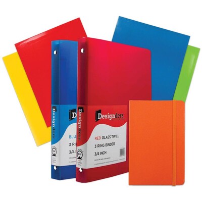 JAM Paper® Back To School Assortments, Orange, 4 Glossy Folders, 2 0.75 Inch Binders & 1 Orange Journal, 7/Pack (385CWOASSRT)