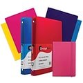 JAM Paper® Back To School Assortments, Pink, 4 Glossy Folders, 2 0.75 Inch Binders & 1 Pink Journal, 7/Pack (385CWPASSRT)