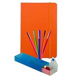 JAM Paper® Artist Writer Pack, 5-Fine Point Pen Markers, 1-Pen Case, 1-Journal, Orange, 7 Items (765