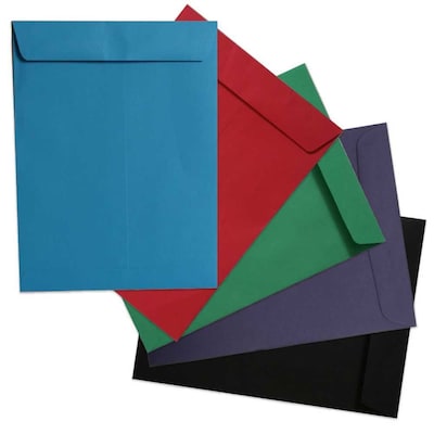 JAM Paper Open End Open End Catalog Envelope, 9" x 12", Assorted, 50/Pack (8034ASSRTD)