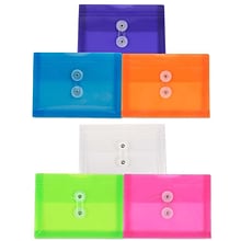 JAM Paper® Plastic Envelopes with Button and String Tie Closure, Index Booklet, 5.5 x 7.5, Assorted